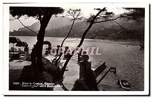 Carte Postale Ancienne Monte Carlo Beach Contre jour vers Beausoleil