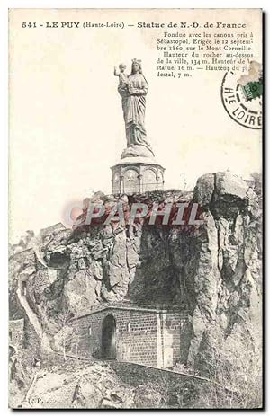 Carte Postale Ancienne Le Puy Statue de Notre Dame de France