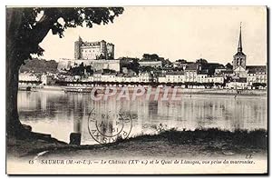 Carte Postale Ancienne Saumur Le Château Et Le Quai De Limoges vue Prise Du Marronier