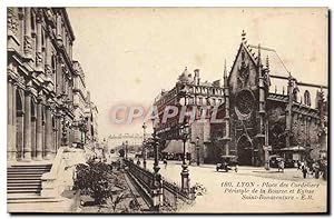 Carte Postale Ancienne Lyon Place des Cordeliers Peristyle de la Bourse et Eglise Saint Bonaventure