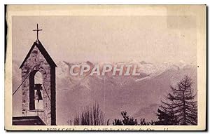 Carte Postale Ancienne Peira Cava Clocher de l'église et la chaine des Alpes
