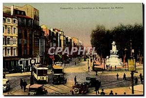 Carte Postale Ancienne Marseille La Canebiere Et Le Monument Des Mobîles Tramway