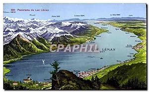 Carte Postale Ancienne Panorama du lac Leman