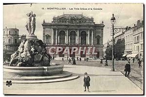 Carte Postale Ancienne Montpellier Les Trois Grâces Et La Comedie