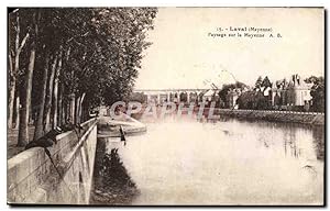 Carte Postale Ancienne Laval Paysage Sur La Mayenne Peche Pecheur
