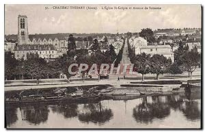 Carte Postale Ancienne Château Thierry L'Eglise St Crepin et Avenue de Soissons