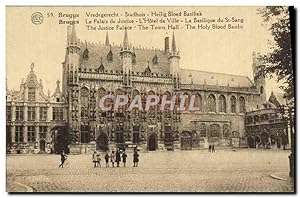 Carte Postale Ancienne Bruges Le palais de justice L'hôtel de ville la basilique du St Sang