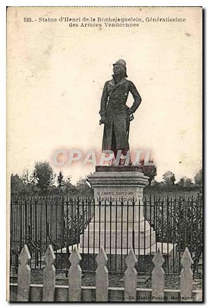 Carte Postale Ancienne Statue d'Henri de la Rochejaquelein Généralissime des armees Vendeennes