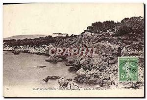 Carte Postale Ancienne Cap D'Antibes Etude de rochers