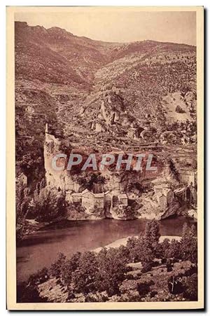 Carte Postale Ancienne Gorges Du Tarn Castelbouc le village et le vieux château