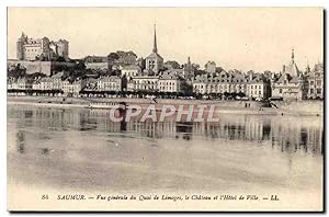 Carte Postale Ancienne Saumur vue générale du Quai de Limoges le Château et l'hôtel de ville