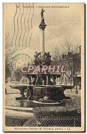 Carte Postale Ancienne Valence Fontaine Monumentale Boulevard Bancel