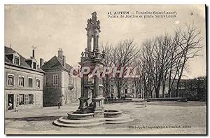 Carte Postale Ancienne Autun Fontaine Saint Lazare Palais de justice et place Saint Louis