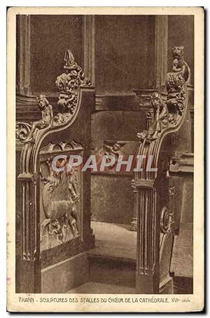 Carte Postale Ancienne Thann Sculptures Des Stalles Du Choeur De La Cathédrale
