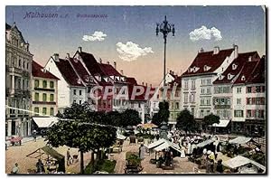 Carte Postale Ancienne Mulhausen Rathausplatz