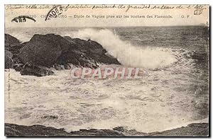 Carte Postale Ancienne Cherbourg Etude De Vagues Prise Sur Les Rochers Des Flamands