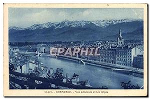 Carte Postale Ancienne Grenoble vue générale Et Les Alpes