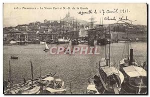 Carte Postale Ancienne Marseille Le Vieux Port et Notre Dame de la Garde Bateaux