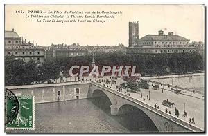 Carte Postale Ancienne Paris La Place Du Chatelet vue De La Conciergerie Le théâtre du Chatelet s...