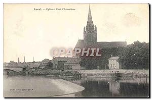 Carte Postale Ancienne Laval Eglise et Pont d'Avesnieres