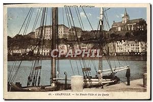 Carte Postale Ancienne Granville La Haute Ville et les Quais Bateaux