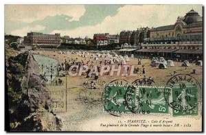 Carte Postale Ancienne Biarritz Cote D'Argent vue générale De La Grande Plage A Marée