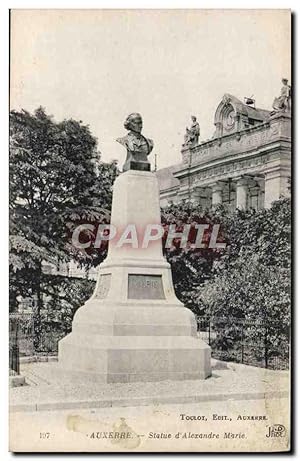 Carte Postale Ancienne Auxerre Statue D'Alezandre Marie