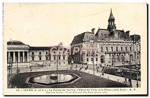 Carte Postale Ancienne Tours Le Palais de Justice l'Hôtel de Ville et le Place