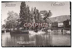 Carte Postale Ancienne Geneve île JJ Rousseau le Saleve