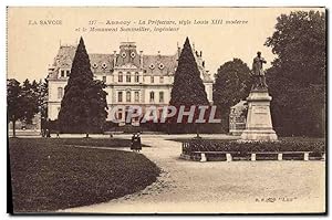 Carte Postale Ancienne Annecy La préfecture Style Louis XIII et monument Sommeiller