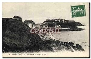 Carte Postale Ancienne Granville Le Casino et la Plage