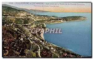 Carte Postale Ancienne Roquebrune Et Cap Martin vue Prise De La Route De La Grande Corniche