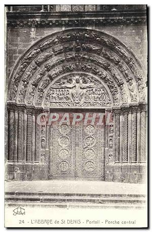 Carte Postale Ancienne Abbaye De St Denis Portail Porche Central