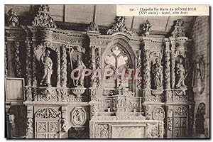 Carte Postale Ancienne Chapelle Ste Marie du Menez Hom Autel Cote Droit