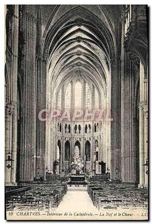 Carte Postale Ancienne Chartres Intérieur De La Cathédrale La Nef Et Le Choeur