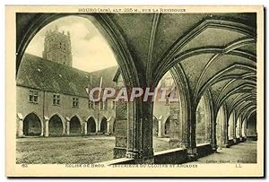 Carte Postale Ancienne Bourg Eglise De Brou Intérieur Du Cloître Et Arcades