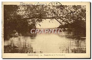 Carte Postale Ancienne Vernon Perspective Sur le Pont de Pierre