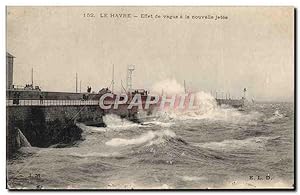 Carte Postale Ancienne Le Havre Effet de Vague a la Nouvelle Jetée
