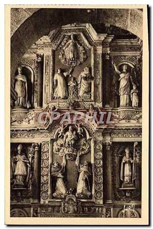 Carte Postale Ancienne Saint Thegonnec Retable De l'Autel De ND du Rosaire