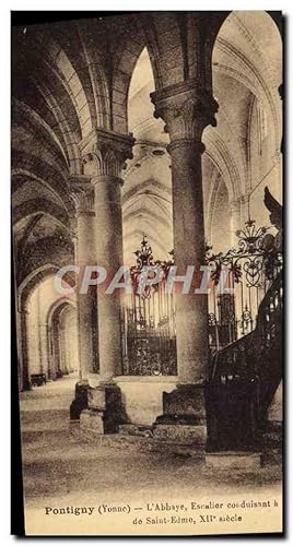 Carte Postale Ancienne Pontigny L'Abbaye Escalier Conduisant a la chasse de St Elme