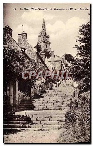 Carte Postale Ancienne Lannion L'Escalier De Brelevenez