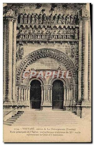 Carte Postale Ancienne Vouvant Canton De La Chataigneraie Porte principale de l'église