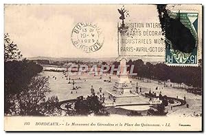 Carte Postale Ancienne Bordeaux Le monument des Girondins et la place des Quinconces