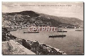 Carte Postale Ancienne Villefranche La rade vue prise de la route de Nice Bateaux