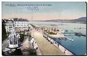 Carte Postale Ancienne Geneve Monument Brunswick et Quai du Mont Blanc