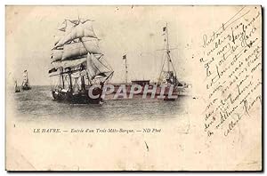 Carte Postale Ancienne Le Havre Entrée d'un Trois Mats Barque Bateau