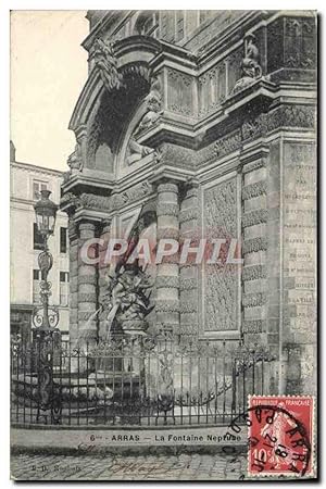 Carte Postale Ancienne Arras La fontaine Neptune