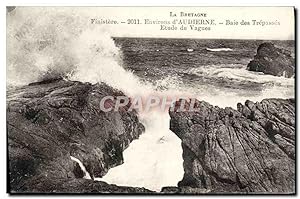 Carte Postale Ancienne La Bretagne Environs D'Audierne Baie Des Trepasses Etude de vagues