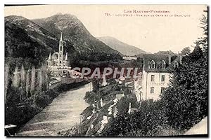 Carte Postale Ancienne Lourdes vue Sur Le Gave Et La Basilique