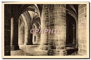 Carte Postale Ancienne Le Mont St Michel Pres Sales Abbaye La crypte des Gros piliers